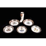 Four Aynsley China and silver rimmed dishes, having crests for 2nd Life Guards, 75th & 92nd Foot