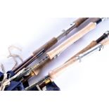 A group of Hardy's fishing rods, to include two Spinning 260cm 8 1/2, #819 Hardyraphite 290cm 9 1/2,