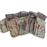 Ten AK triple magazine pouches, the canvas pouches having three compartments to the inside, some