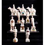 A selection of crested china military figures, to include Carlton china 'The Historical Dwarf',