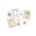 Mid-19th Century Valentine cards, mainly chromolitho, some with embossing and paper-lace,hand-made