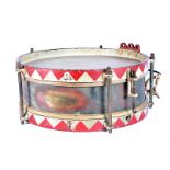 A Third Reich Hitler Youth drum, having a brass body inscribed 'San. Kol. Schirgiswalde.', with