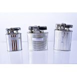 Three chrome Ronson Lighters, comprising a Gem 3, with three tortoiseshell lacquered design to