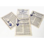 Four Tottenham Programmes, Tottenham Hotspur V Bradford October 30th 1948, Spurs V Sheffield