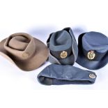 Three Women' Royal Air Force hats, together with a Women's Land Army Slouch hat (4)