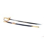 An Imperial Japanese Naval sword, c1900, approx. 26' cutting blade, single fullered, mark of the