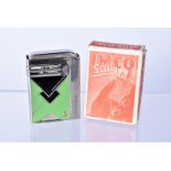 An Art Deco IMCO SILBY lighter, marked 4800 to under side with makers name, with black and green
