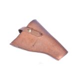 A brown leather Sheldon & Sons of Walsall pistol holster, marked and dated C & M 1900