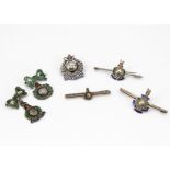 A small group of silver and enamel Royal Marine sweetheart brooches, various styes including two