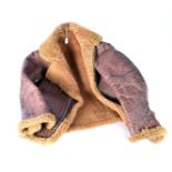 A leather flying jacket, the jacket bearing no labels, for maker or size, AF