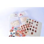 A collection of British and World stamps, including Penny Reds, Penny Blues, letters with postal