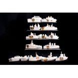 A collection of fourteen crested ships, to include H.M.H.S Anglia, U-Boat, British Mine Sweeper, HMS