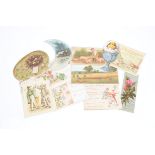 Late 19th Century greetings cards, chromolitho, unembossed, mainly Christmas and New Year,