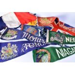 An assortment of Canadian pennants, for Winnipeg, Neepawa, Niagara Falls, Toronto, Montreal, Moncton