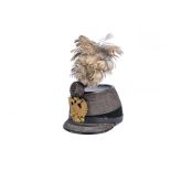 An Austrian Officer's Shako, with three gilt band design, with FJI double headed eagle badge,