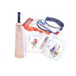 A miniature signed cricket bat, signed Colin Cowdry, together with a selection of White Star items