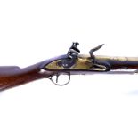 A brass barrelled flintlock blunderbuss, having indistinctive London makers name to the lock plate,