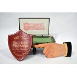An E.J Riley Limited miniature advertising snooker table, 46cm in length, with glazed backing with