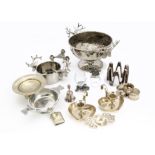A large collection of silver plate, including a part canteen of cutlery, various flatware and