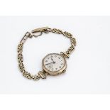 A vintage 9ct cased gold lady's wristwatch, with a later 9ct gold bracelet, 17.9g, AF