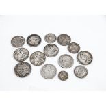 Ten Victorian coins, including five crowns, two double florins, two florins and a shilling, together