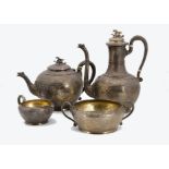 A good Four piece Victorian silver tea and coffee set by Walter & John Barnard, the tea and coffee