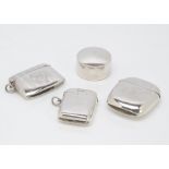 Three Victorian and later silver vesta cases, the smallest 41mm, from Walker & Hall, together with a