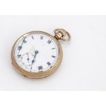 A George V 9ct gold open faced pocket watch, 49mm, Dennison case hallmarked to rear and dust covers,