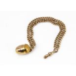 A 9ct gold double curb link bracelet, with gold plated acorn charm, gold 22g