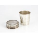 An Edward VII silver collapsible beaker in case, possibly by Arthur Cook or from Alexander Clark,