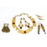 A collection of gilt metal paste set costume jewellery by Sainte Chapelle, including necklace, a