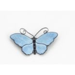 A David Andersen sterling silver and enamel butterfly brooch, with guilloche blue enamel wings and