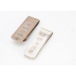 Two modern silver money clips, one with millennium mark, by RC, the other by R&D (2)