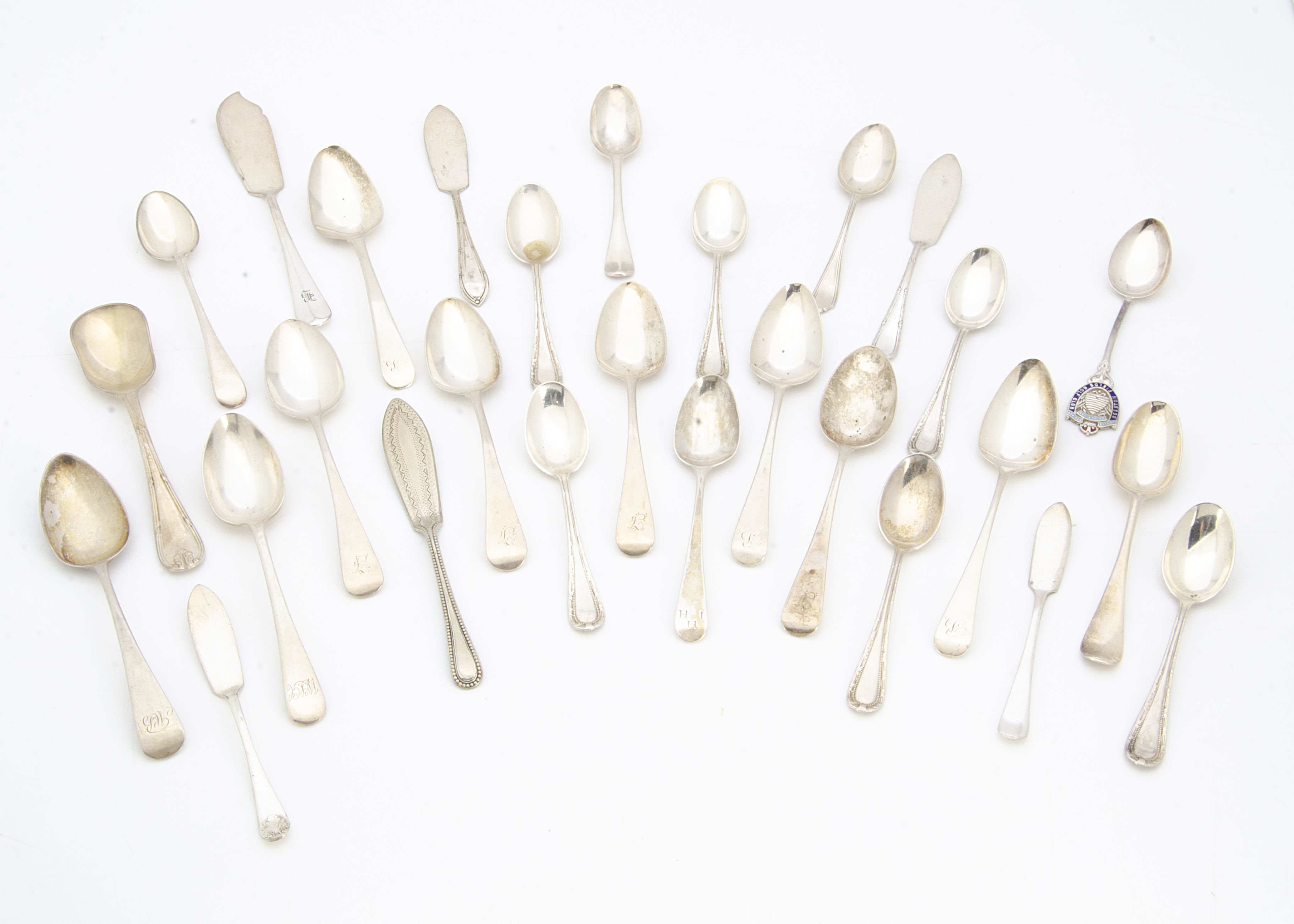 A collection of silver spoons and other flatware, including several tablespoons and dessert - Image 2 of 2