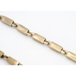 A 9ct gold satin finish block linked necklace, 45cm, 19.8g