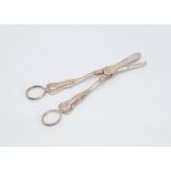 A pair of late Victorian silver grape shears by John Round & Son, King's pattern style, 3.45 ozt,
