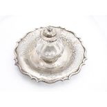 A good early Victorian silver and glass inkwell by Henry Wilkinson & Co, the circular base, 19cm,