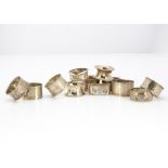 Twelve various silver napkin rings, including a Swedish Christening example and others (12) 7.4 ozt