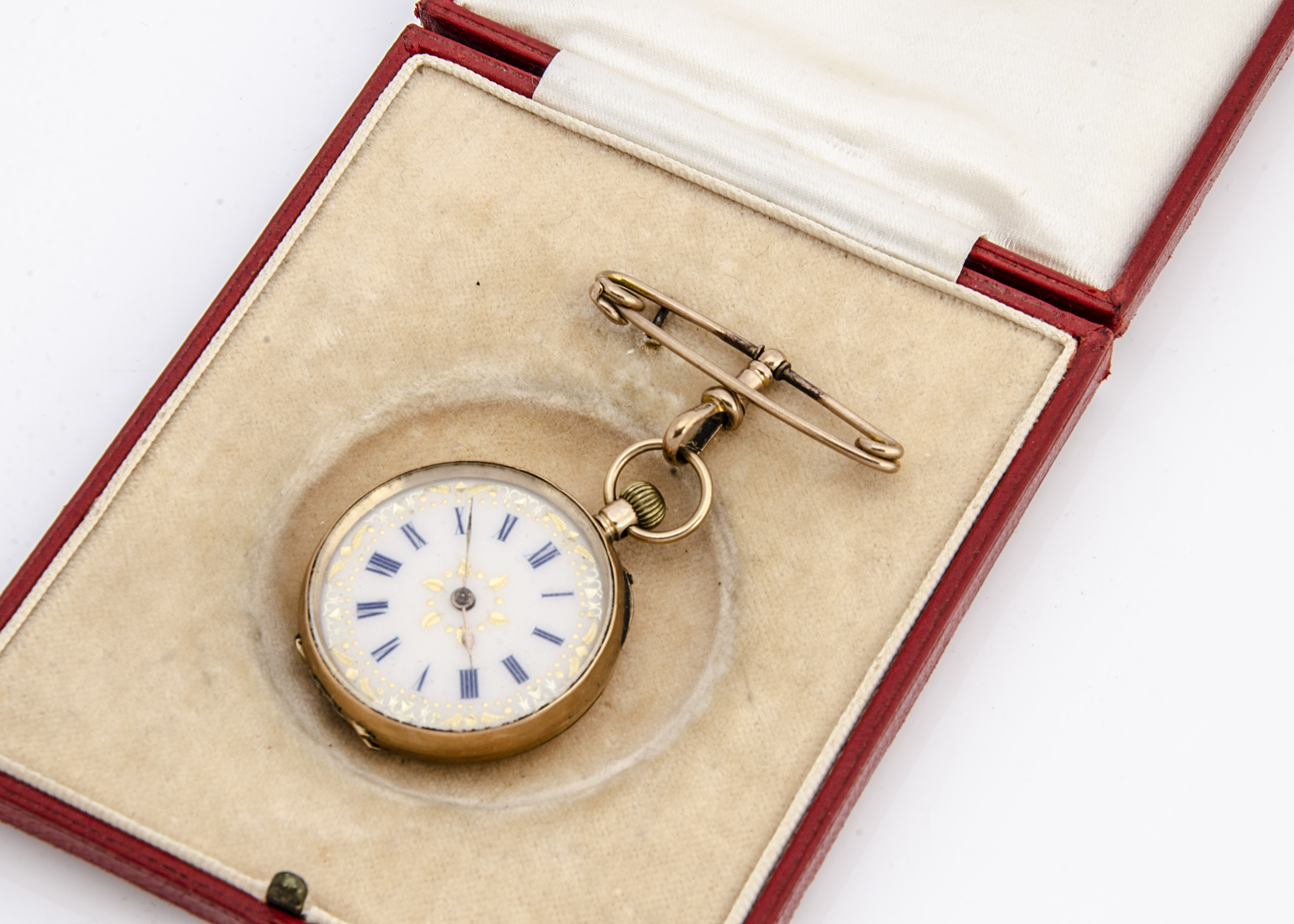 A late 19th Century continental yellow metal open faced pocket lady's watch, 31mm, marked 14k to