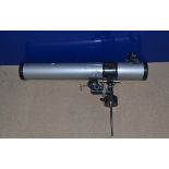 A Seben 800mm Astrological Telescope, 600 X, no eyepieces present, with equatorial tracking mount,
