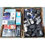 Two Trays of Compact Digital Cameras, boxed examples include Canon Ixus, Sont Cybershot, Rollie