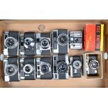 A Tray of 35mm Cameras, including a boxed Halina 35X, Fujica Auto-M, Kodak Retinette IIA, Yashica