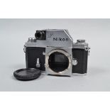 A Nikon F Photomic Camera Body, chrome, serial no 6485730, with model I photomic finder, shutter