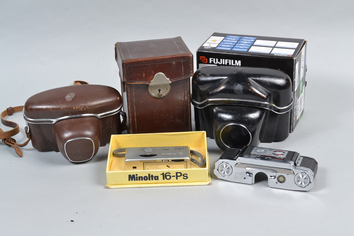 Cameras and Accessories, including a Minolta 16-PS subminiature camera with color filter set and