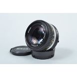 A Nikon Nikkor 50mm f/1.4 Ai S Lens, serial no 5799541, barrel G, elements G, small fungus spot to