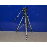 A Manfrotto Model 075 Professional Tripod, with 116 pan and tilt fluid head, F, long handle, quick