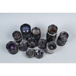 Various SLR Lenses, brands include Canon EF (broken), Canonmatic, Carenar, Carl Zeiss Jena, Minolta,