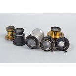 A Collection of Vintage Camera Lenses, including a Rouch 5 x 4 Instantanous Doublet, Carl Zeiss Jena