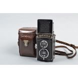 A Rolleicord Ia TLR Camera, model 2,serial no 1954704, shutter sluggish on slow speeds, body G, some