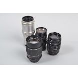 A Group of M42 Mount Lenses, a Carl Zeiss Jena 135mm f/4 (red T) Triotar lens, serial no 3968335,